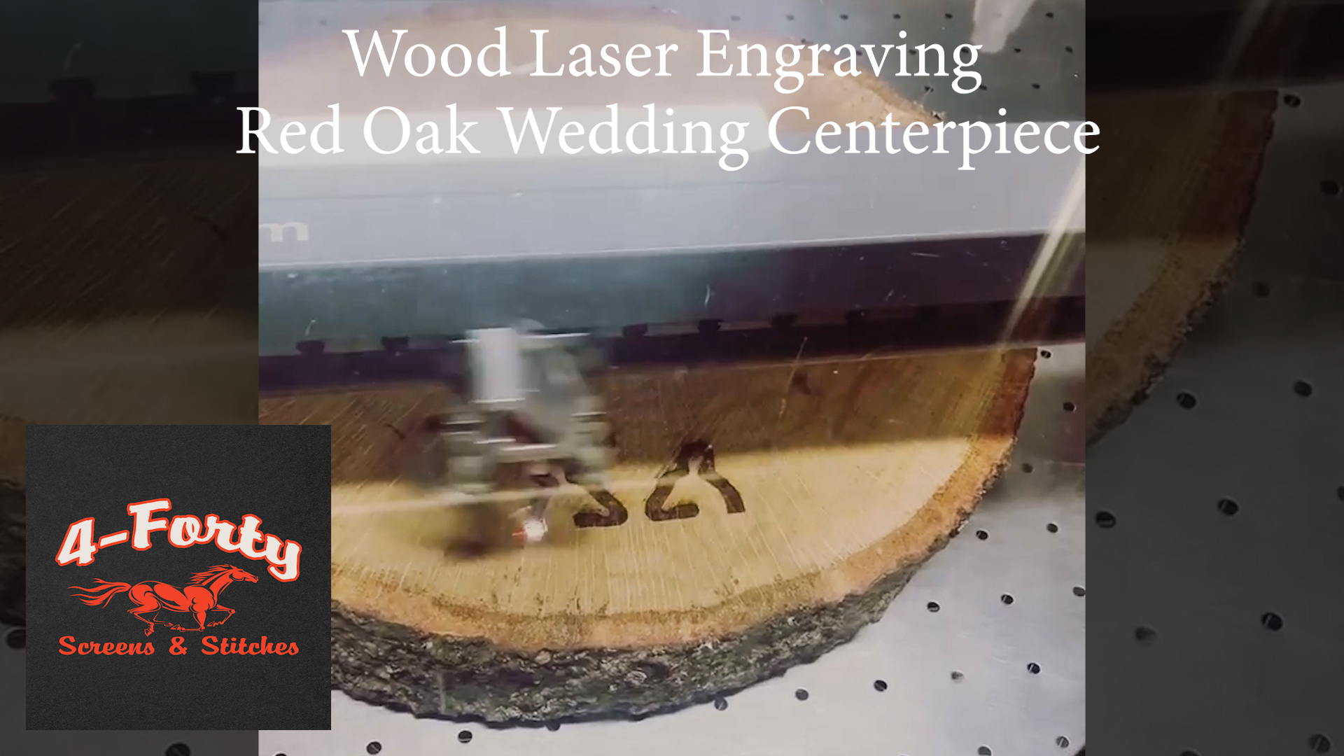 wood laser engraving - read oak wedding centerpiece